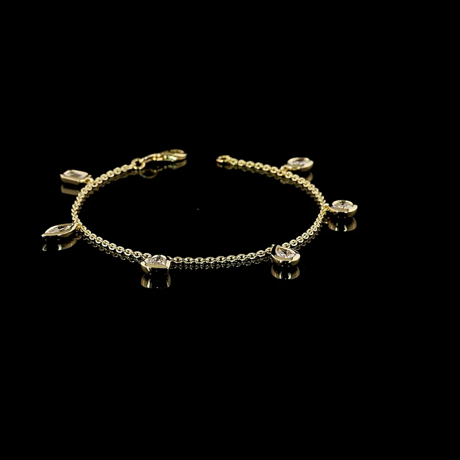 Station Bracelet, 2.5 ct in 14k yellow gold