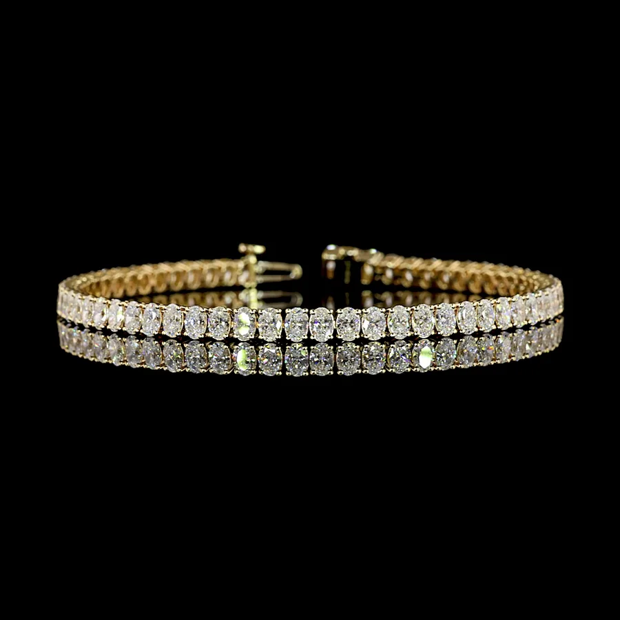 Oval Tennis Bracelet, 7 ct in 14k yellow gold