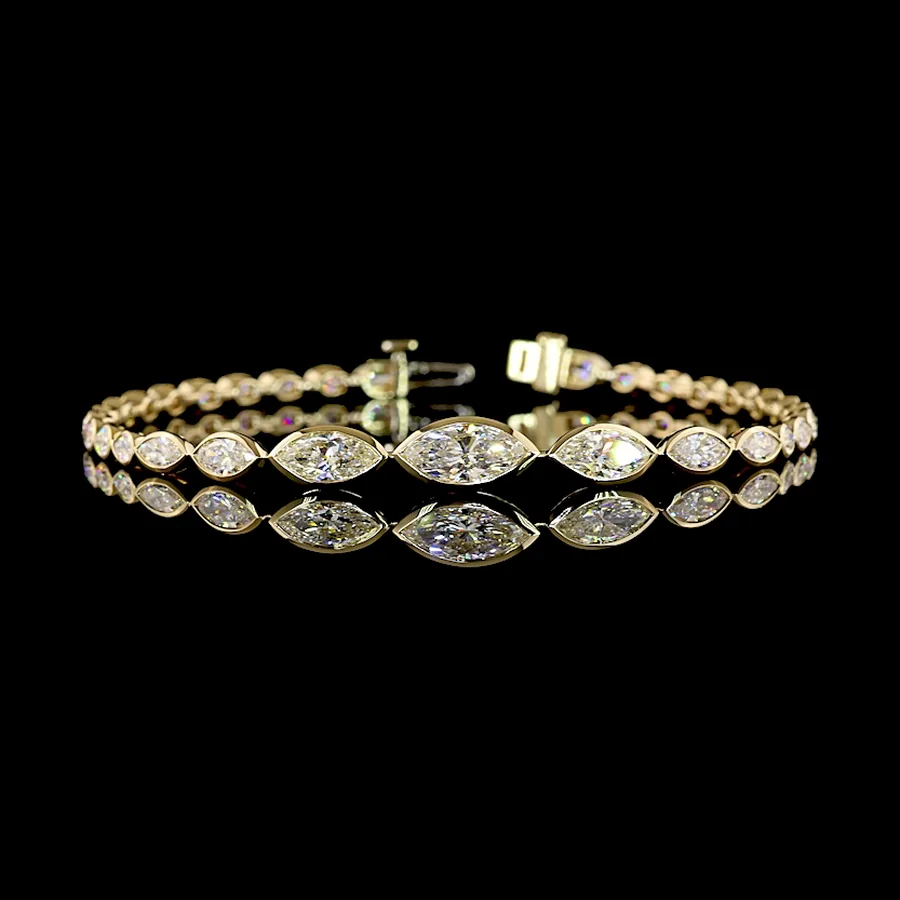 Marquise Riviera Bracelet, 7 ct in 14k yellow gold