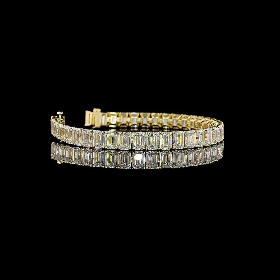 Emerald Cut Tennis Bracelet, 7 ct in 14k yellow gold