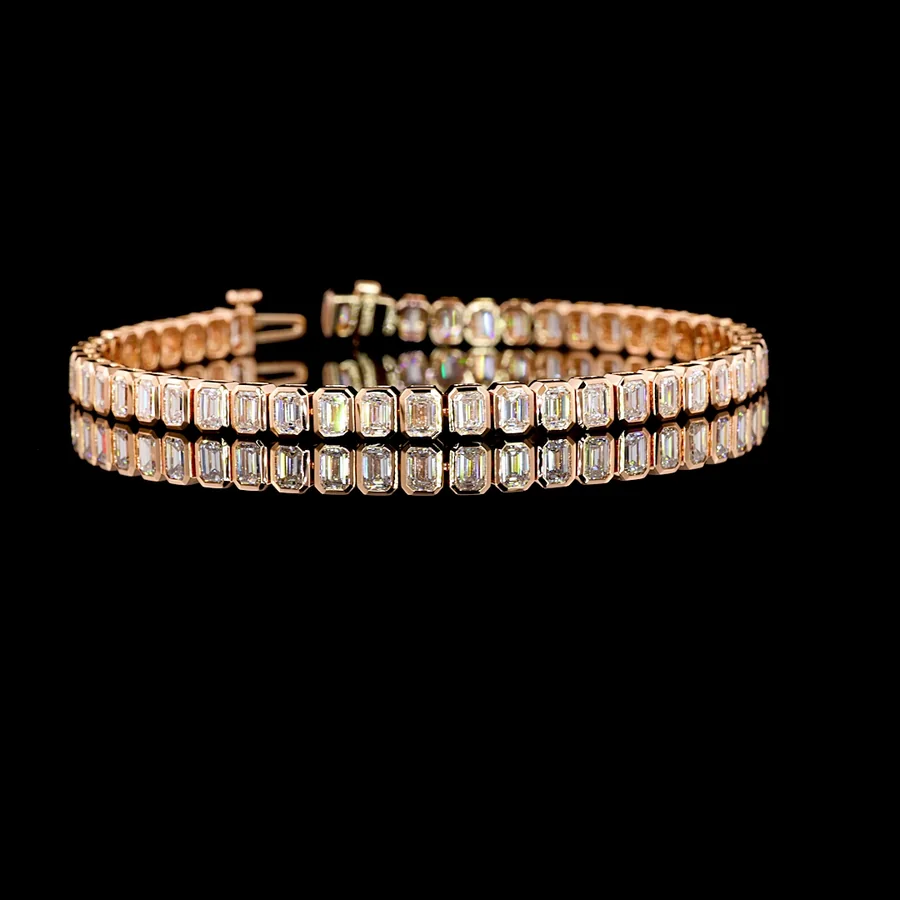 Emerald Cut Tennis Bracelet, 7 ct in 14k rose gold
