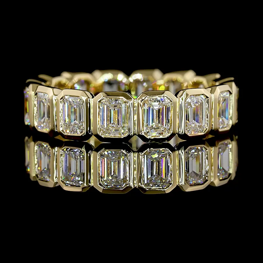 Emerald Cut Eternity Band, 3 ct in 14k yellow gold
