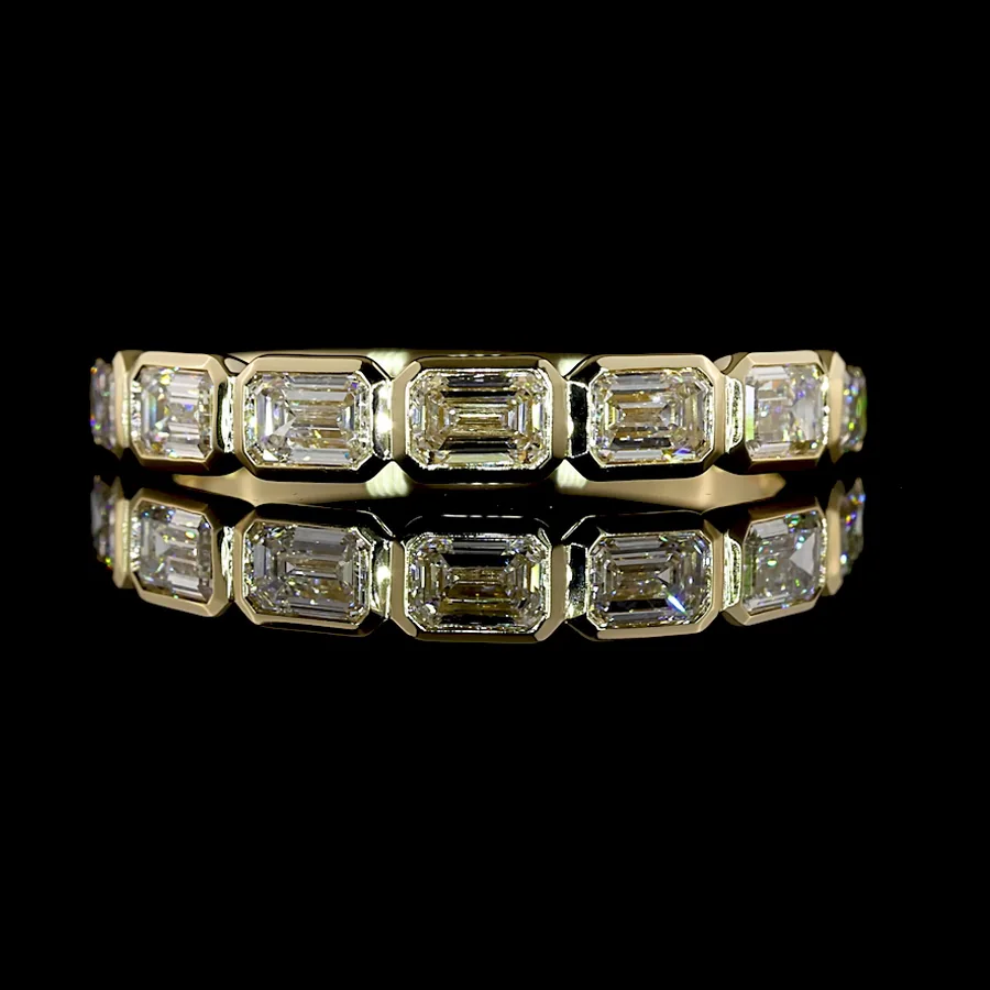 Emerald Cut Seven Stone Band, 1 ct in 14k yellow gold