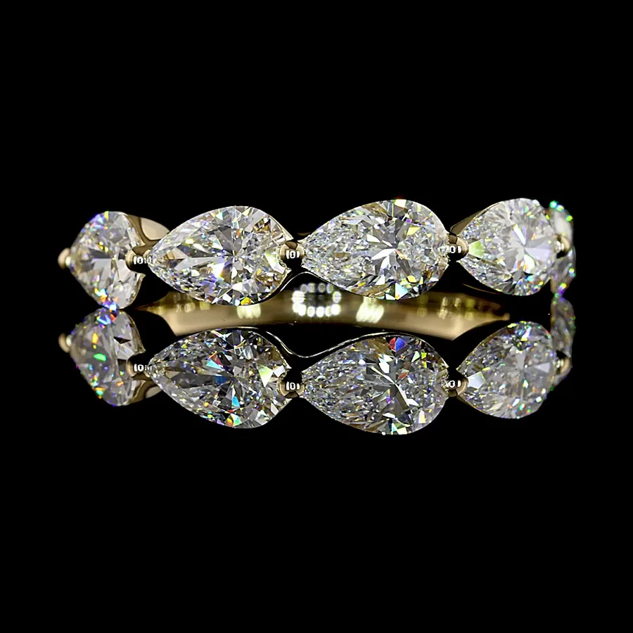 Pear Five Stone Band, 2 ct in 14k yellow gold