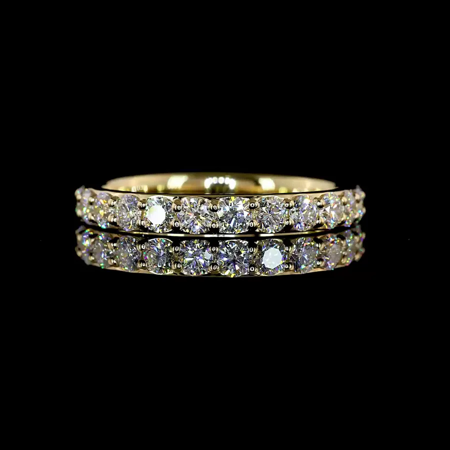 Round Half Eternity Band, 0.75 ct in 14k yellow gold