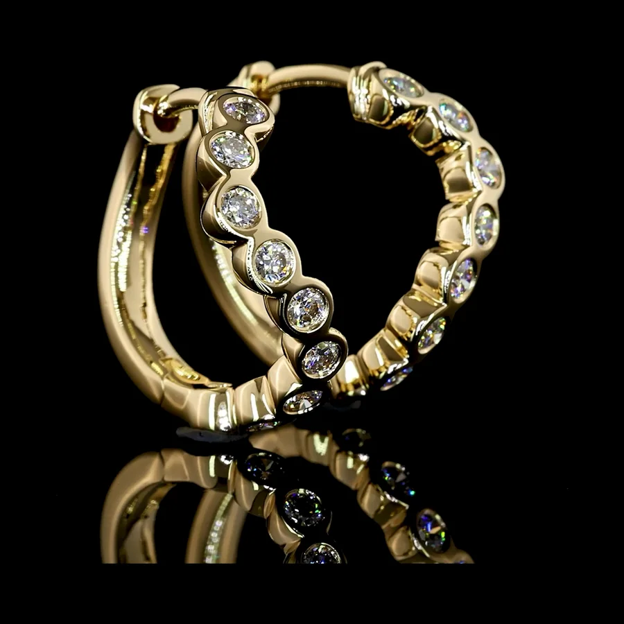 Round Huggies, 0.33 ct in 14k yellow gold