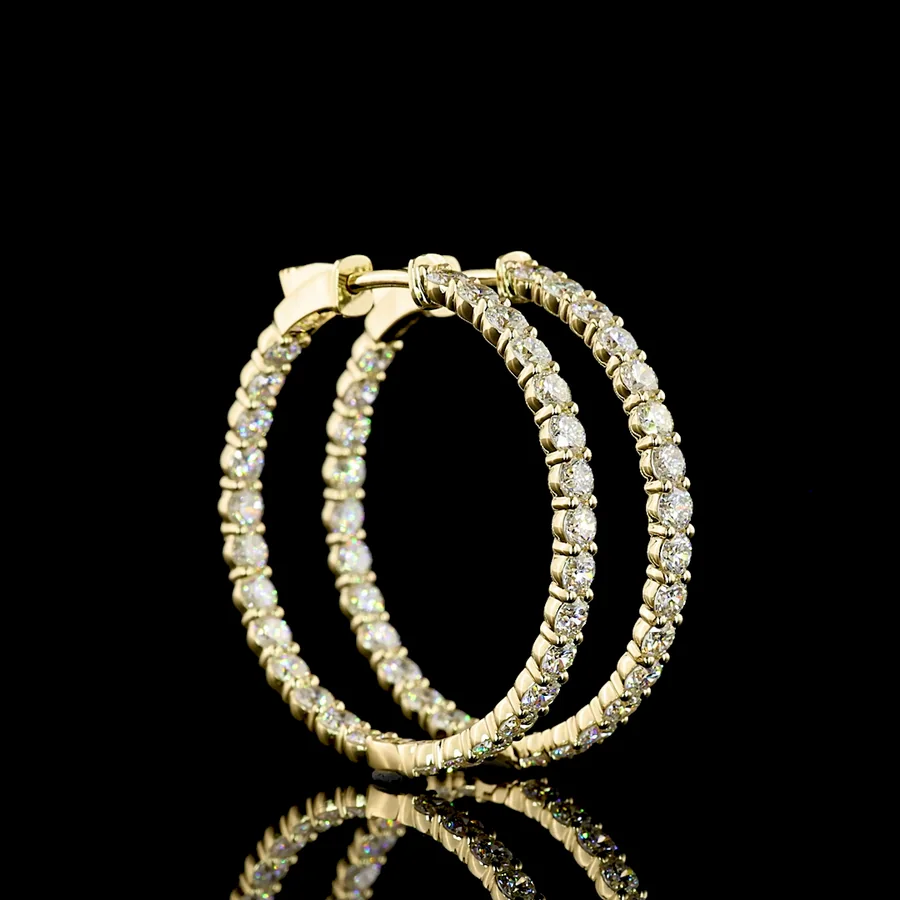 Diamond Hoops, 3 ct in 14k yellow gold