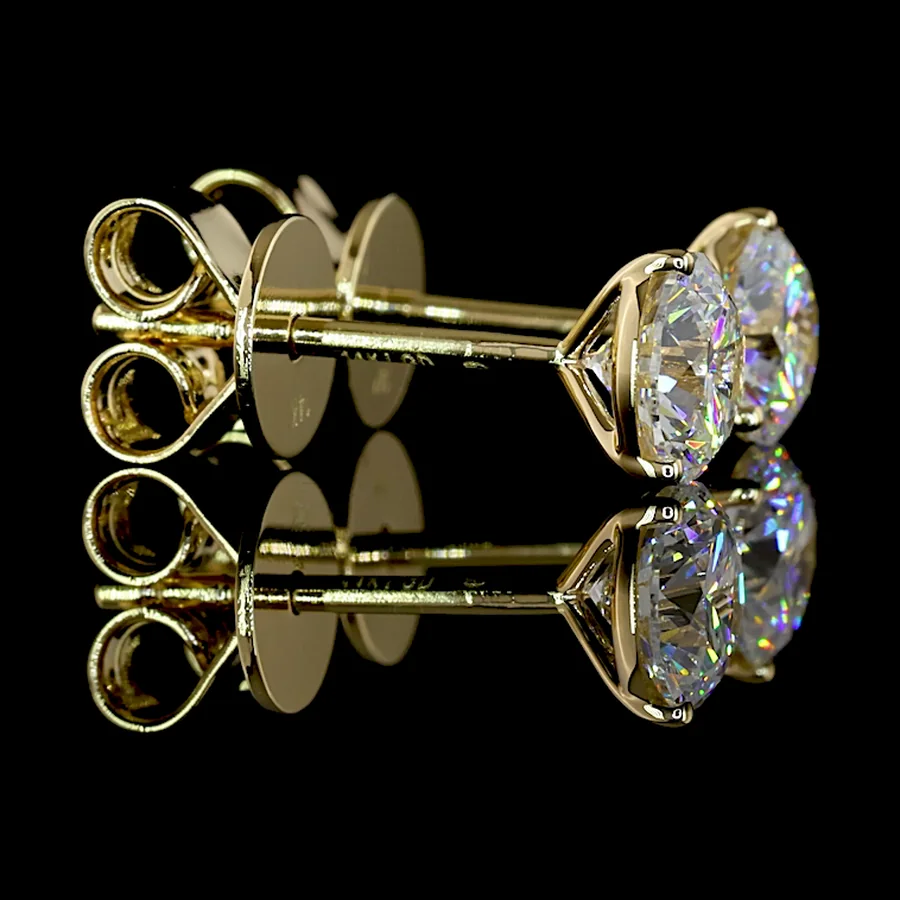 Round Martini Studs, 1 ct in 14k yellow gold