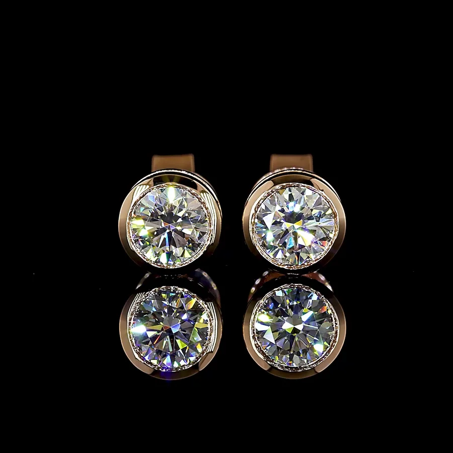 Round Studs, 1 ct in 14k rose gold