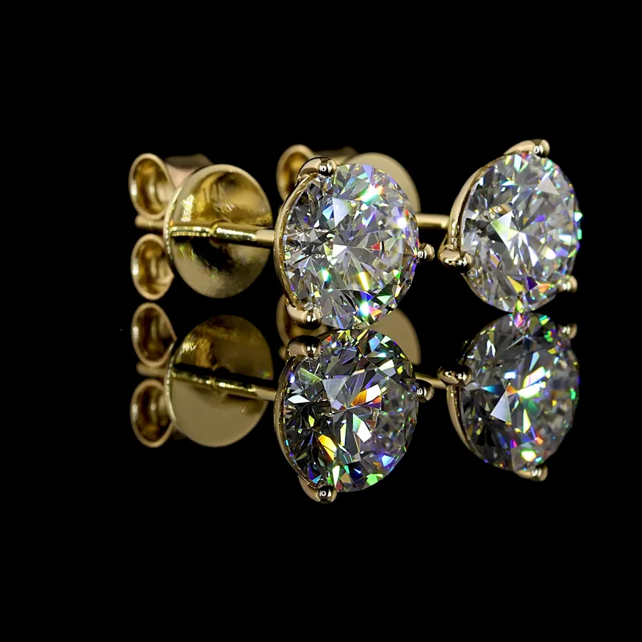 Round Martini Studs, 2 ct in 14k yellow gold