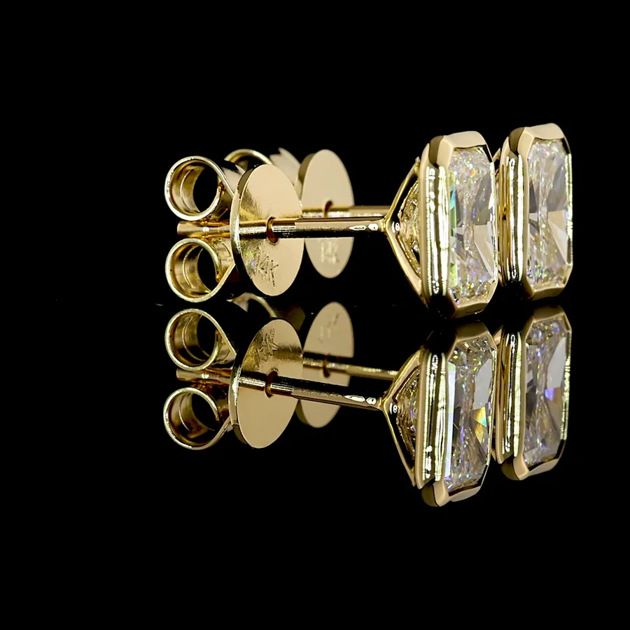 Radiant Studs, 1.5 ct in 14k yellow gold