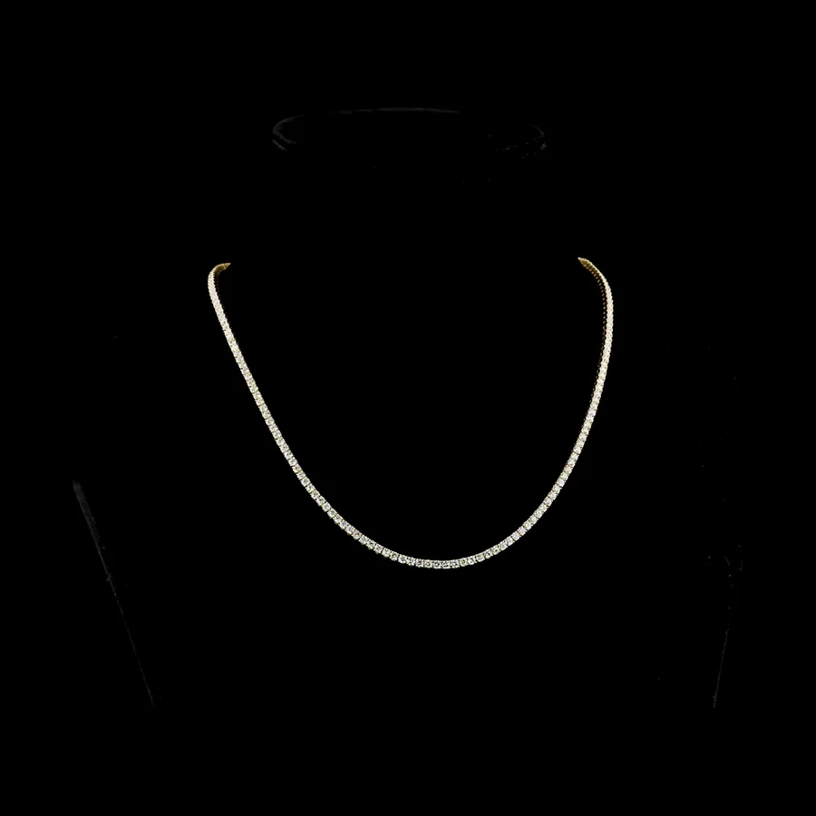 Round Tennis Necklace, 7 ct in 14k yellow gold