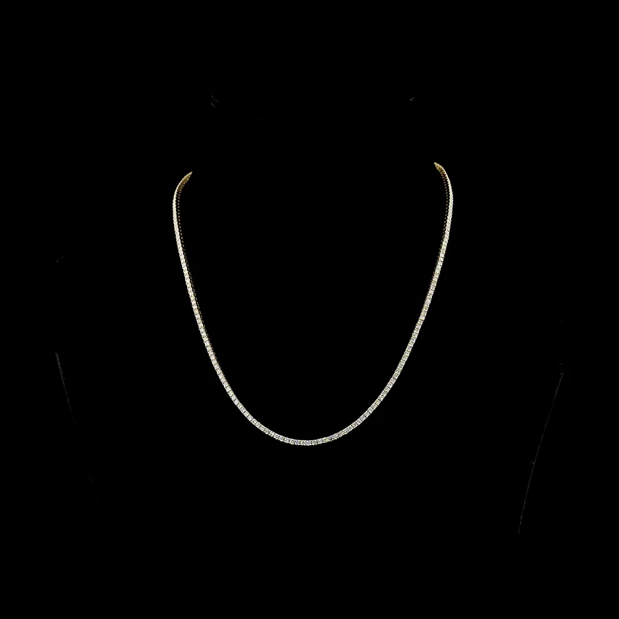 Round Tennis Necklace, 5 ct in 14k yellow gold