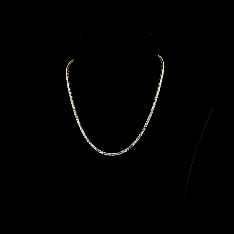 Round Tennis Necklace, 10 ct in 14k yellow gold