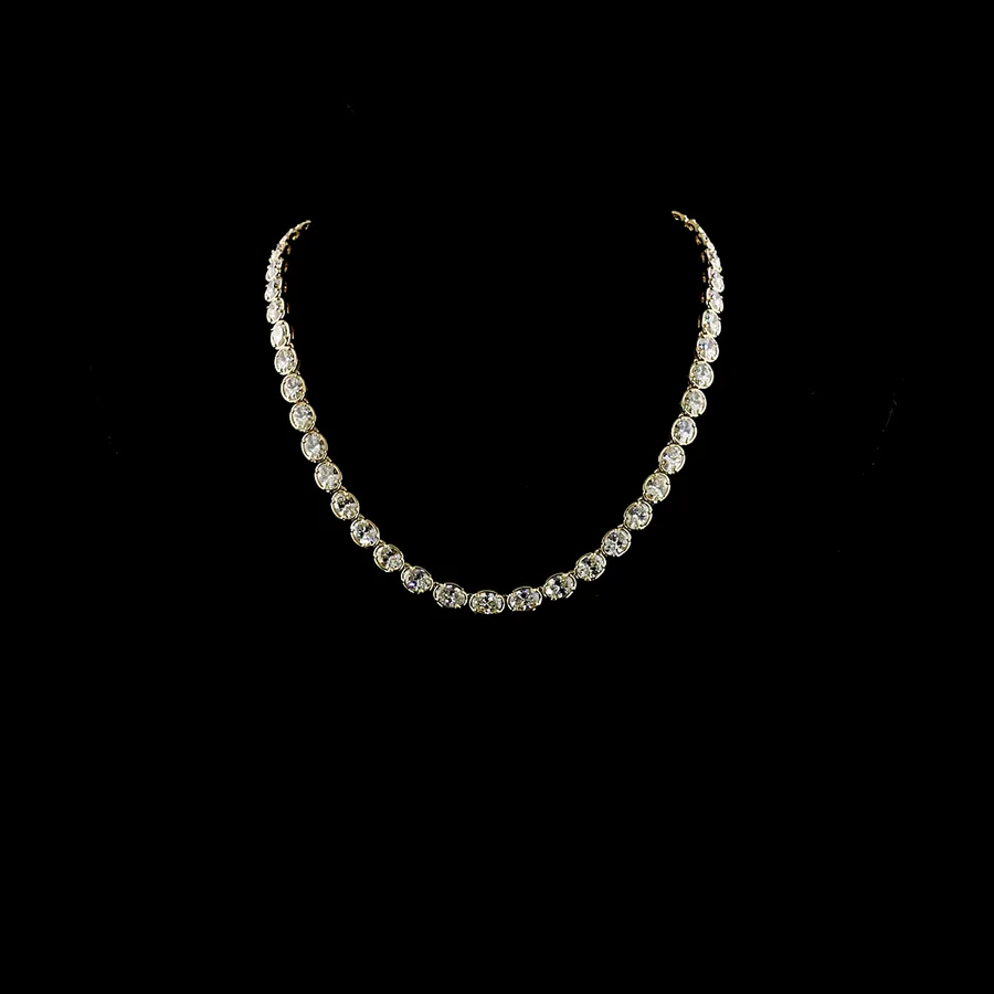 Oval Tennis Necklace, 35 ct in 14k yellow gold