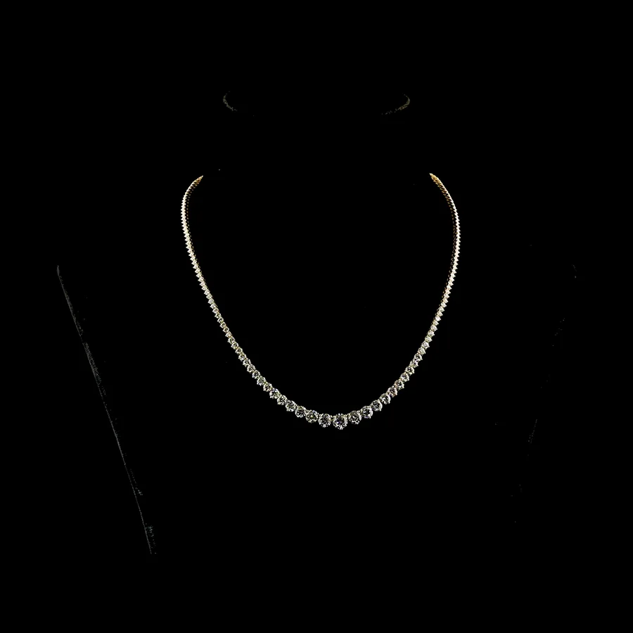 Round Riviera Necklace, 10 ct in 14k yellow gold