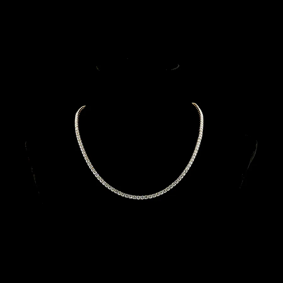 Round Tennis Necklace, 15 ct in 14k yellow gold