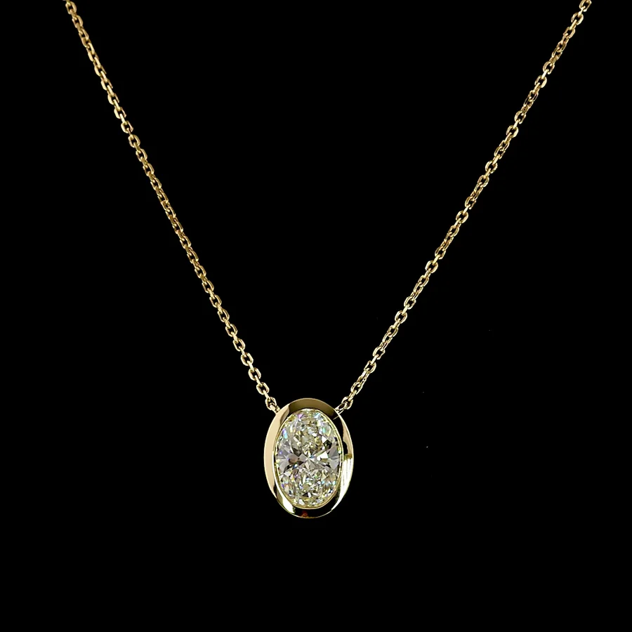 Oval Solitaire Pendant, 1.5 ct in 14k yellow gold