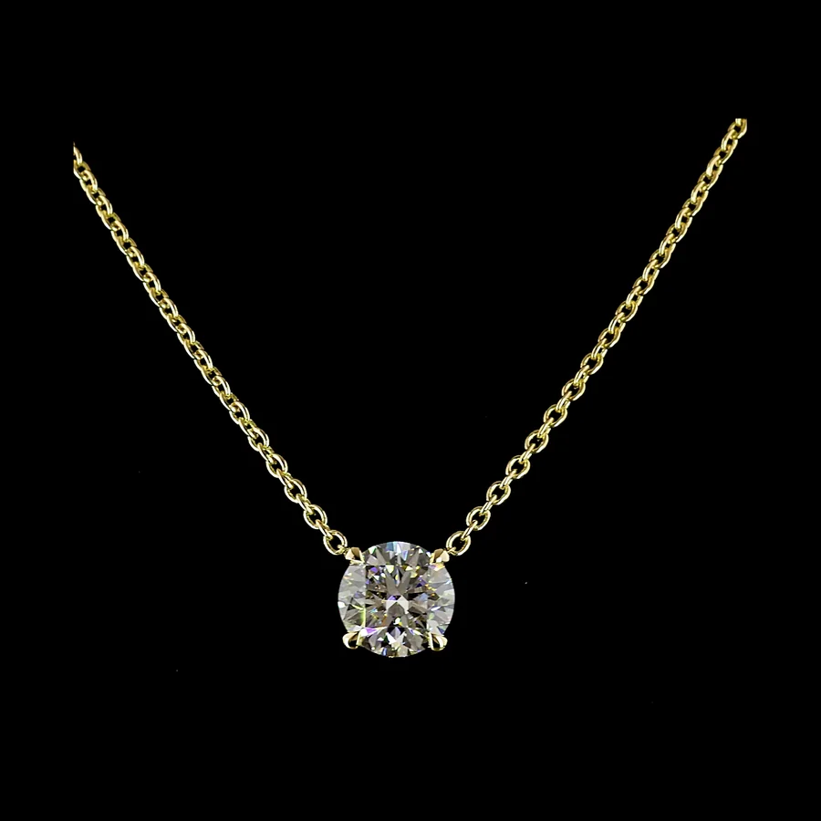 Round Solitaire Pendant, 3 ct in 14k yellow gold
