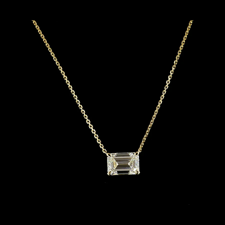 Emerald Cut Solitaire Pendant, 2 ct in 14k yellow gold