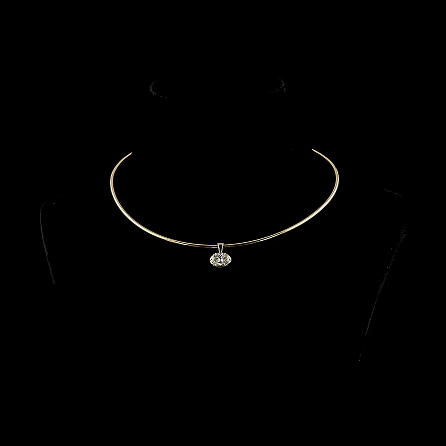 Oval Solitaire Pendant, 2 ct in 14k yellow gold