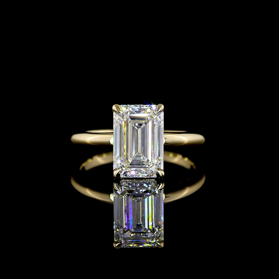Emerald Cut Solitaire, 3 ct in 14k yellow gold