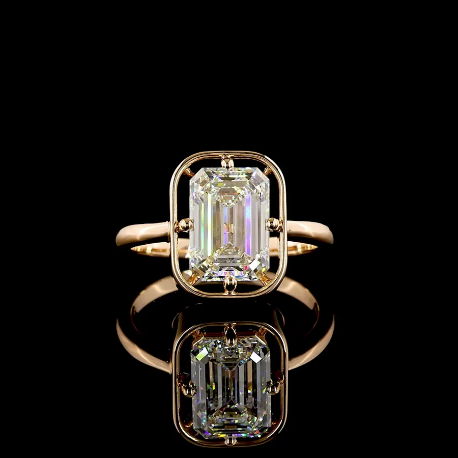 Emerald Cut Solitaire, 3 ct in 14k rose gold