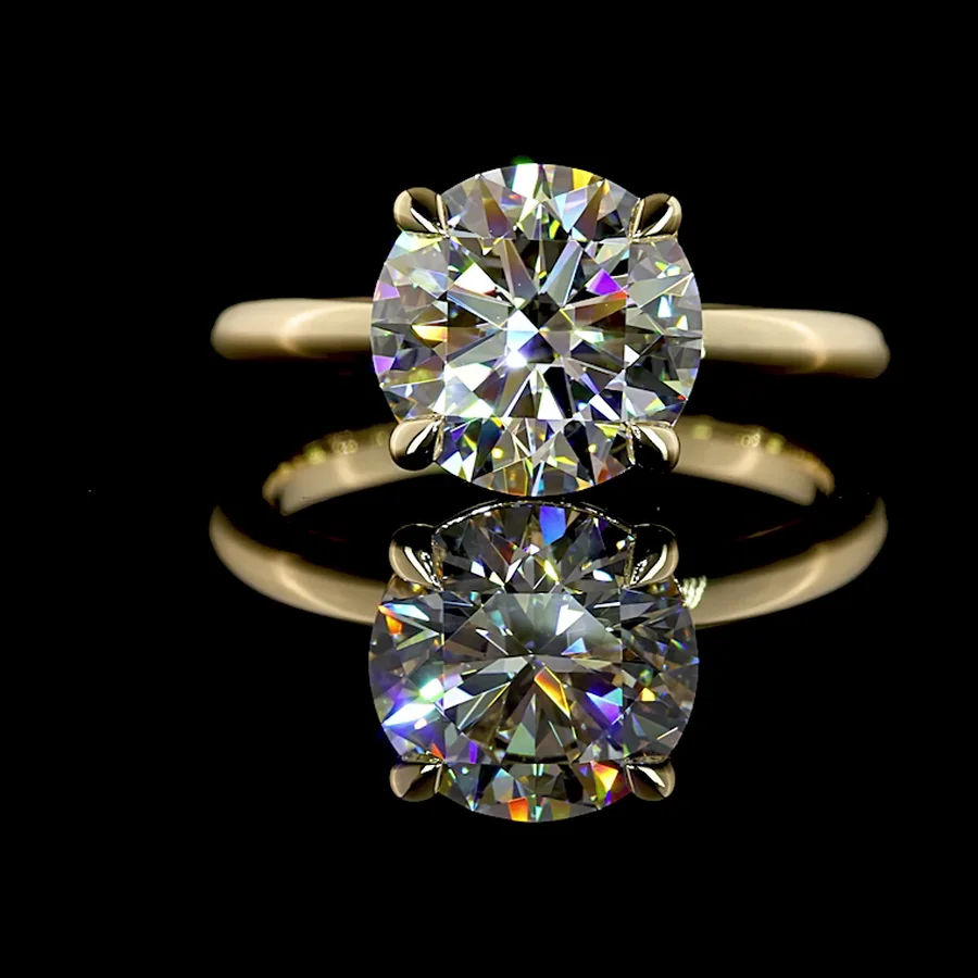 Round Solitaire, 3 ct in 14k yellow gold