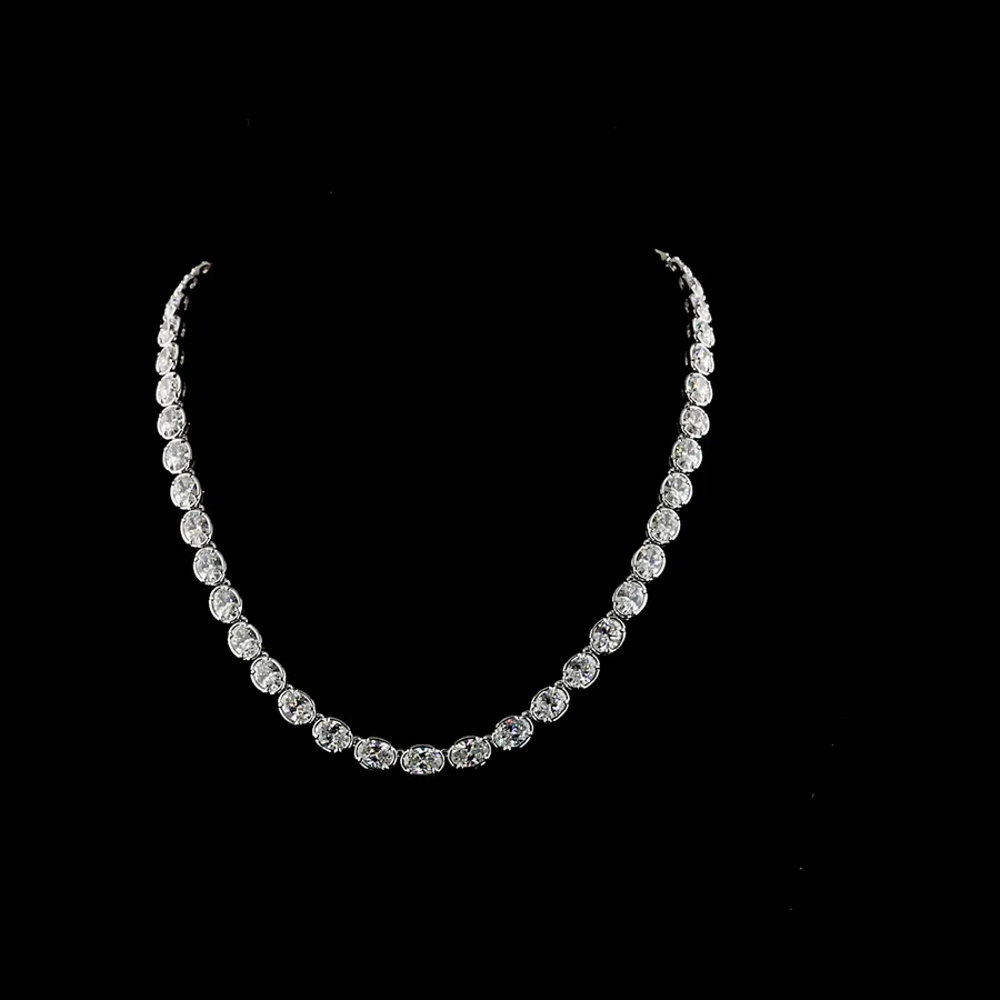 Oval Tennis Necklace, 35 ct