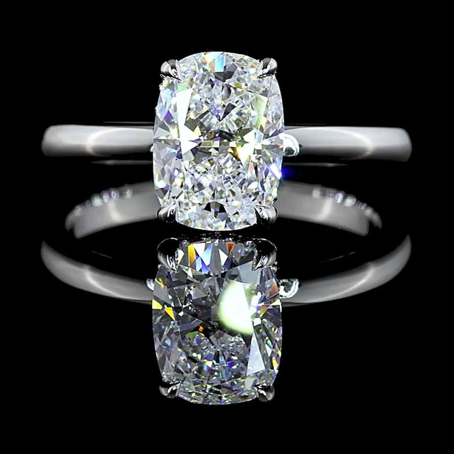 Cushion Hidden Halo Ring, 1.5 ct