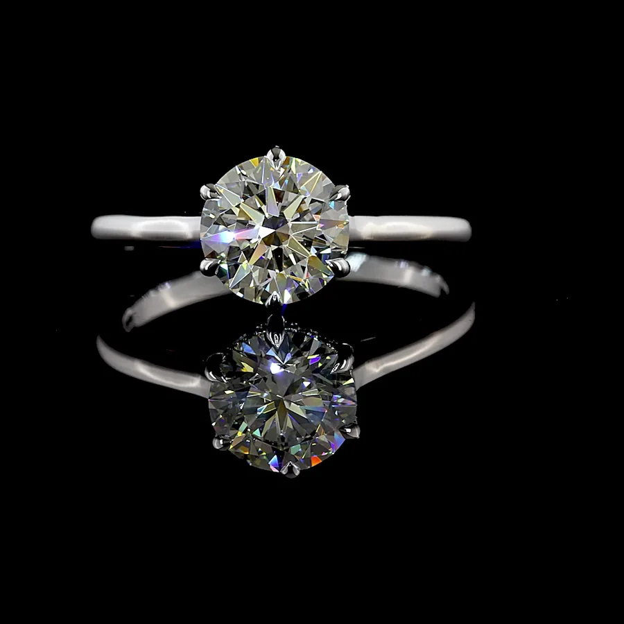 Round Hidden Halo Ring, 1.5 ct