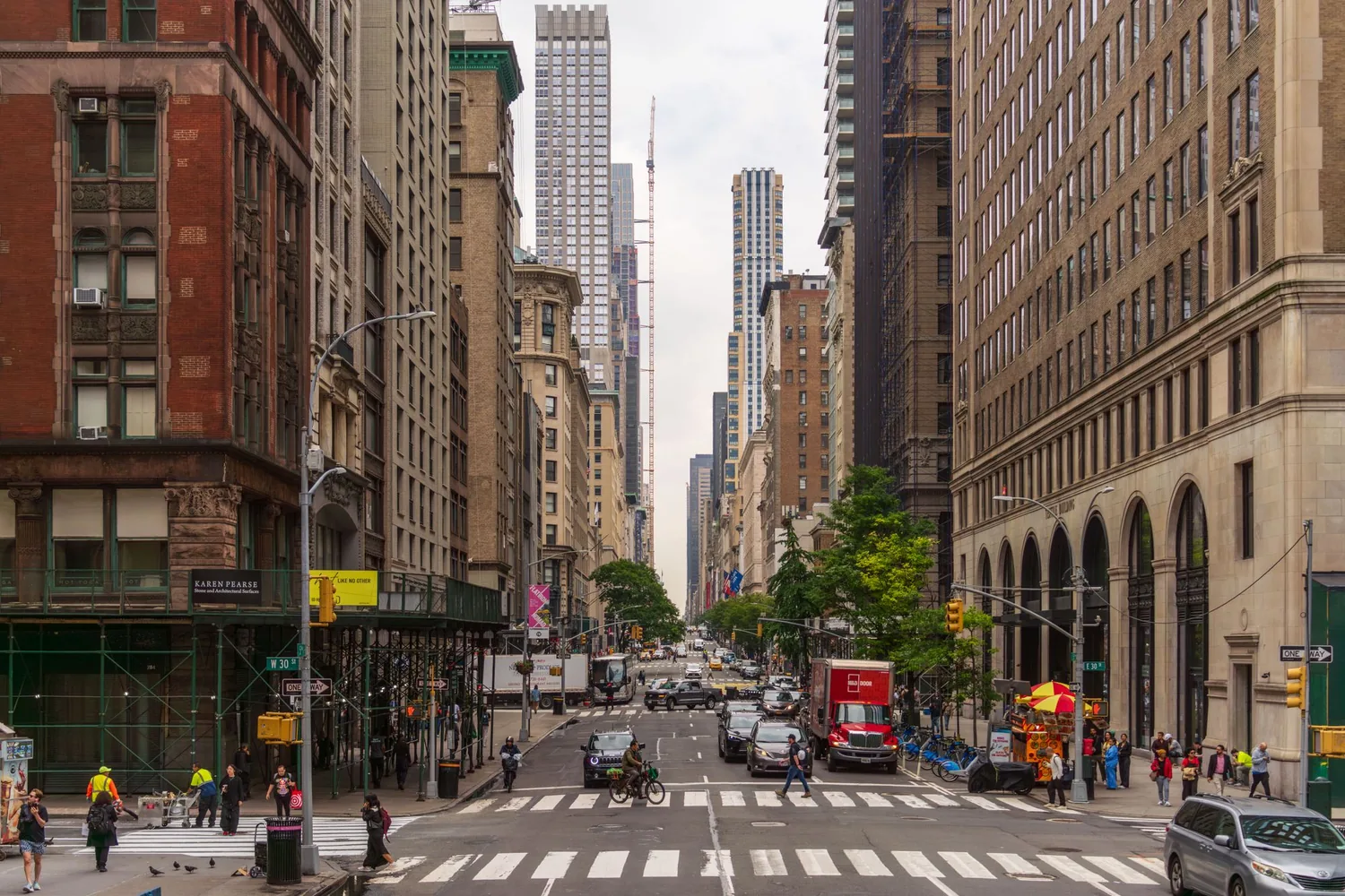 A Midtown Manhattan avenue in daylight